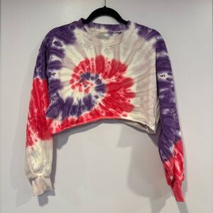 TNA‎ purple and red crop tie dye sweatshirt